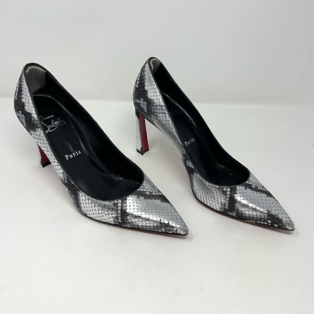 Christian Louboutin Condora Metallic Snake Embossed Leather Pointed Poe size 38